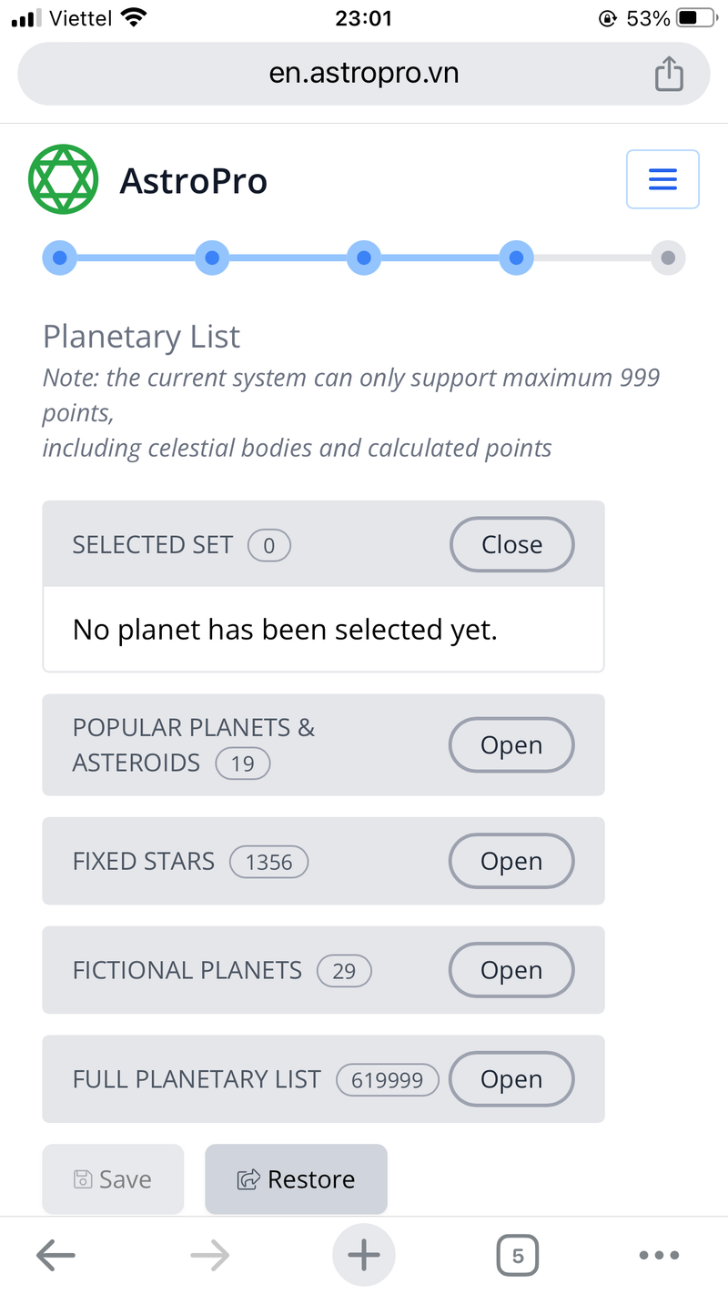 Selecting planets