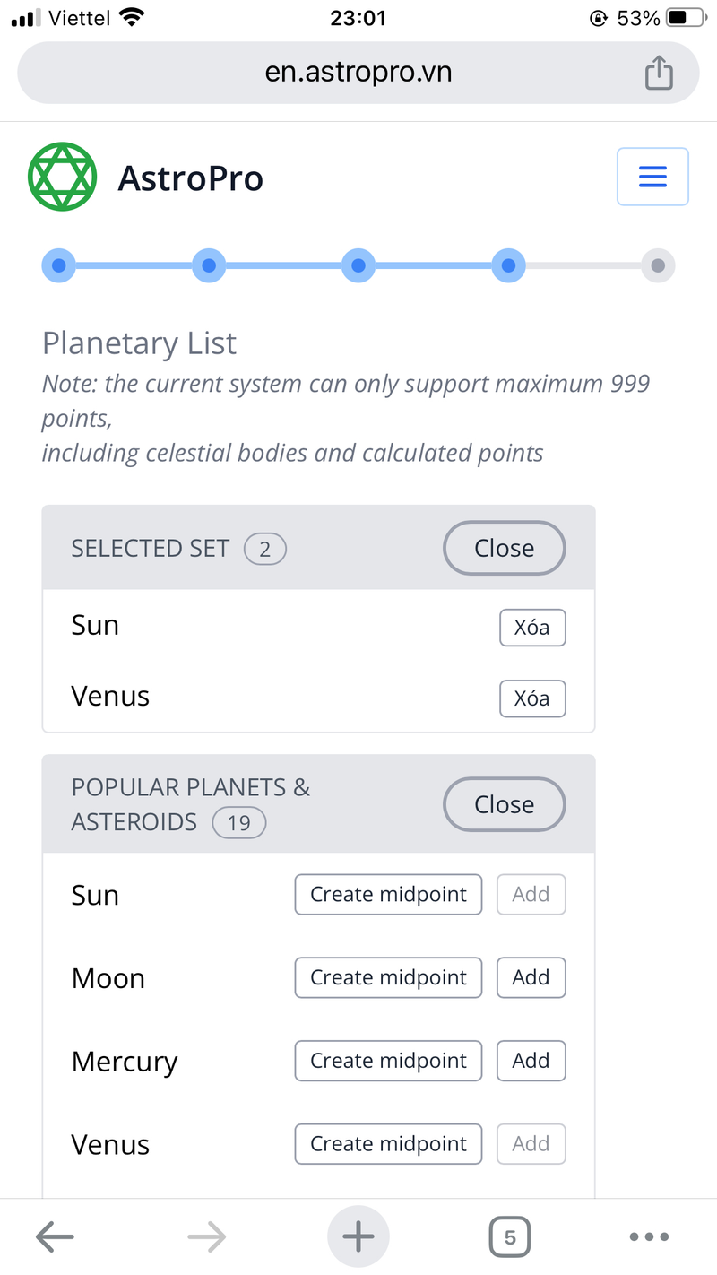 Popular planets selection