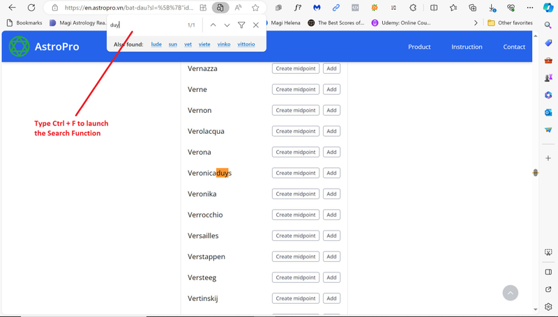 Alphabetical celestial bodies list