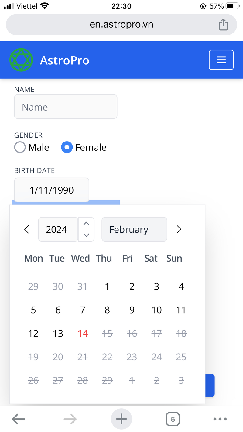 Future date selection